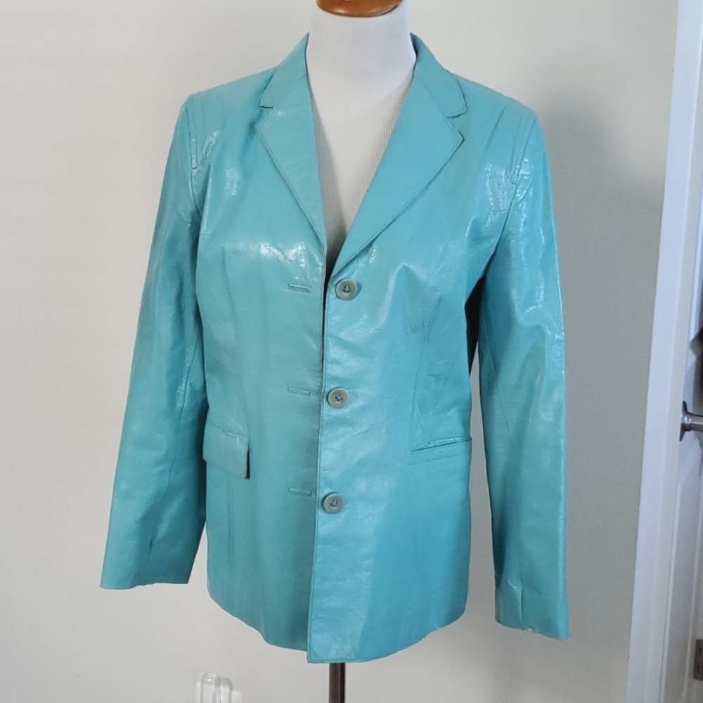 Anonymous by John Carlisle Leather Blazer Button Up Jacket, Size L